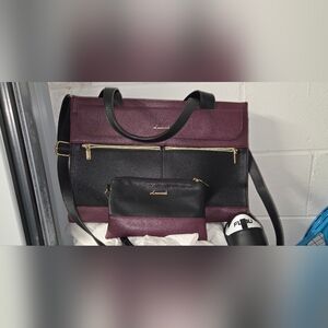 Lovevook Burgundy and Black Tote with Pouch like New!!